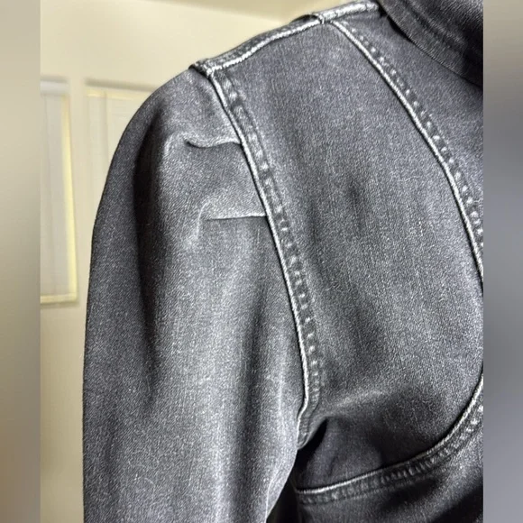 Free People Black Gray Denim Jacket Size Medium Las Vegas Embellished Unique - Picture 4 of 8